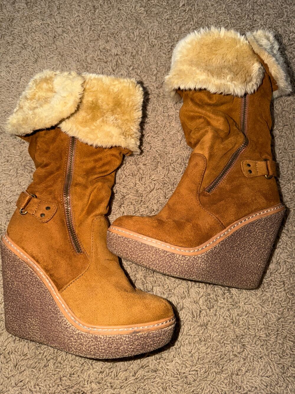 Bakers Wedge Boots Furbee Stable Heel Fur 7